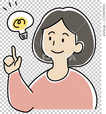 Illustration of a woman pointing 115984081