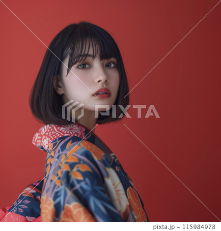 華やかな着物が似合う日本人女性 華やかな着物が似合う日本人女性 115984978