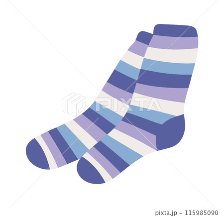 Cotton and woolen socks. Stylish clothing items. Vector knitwear trendy sock collection 115985090