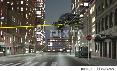 宇宙船に攻撃される都市 115985209