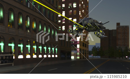 宇宙船に攻撃される都市 115985210