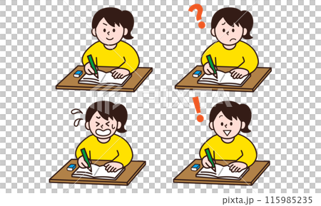 Studying woman illustration set 115985235