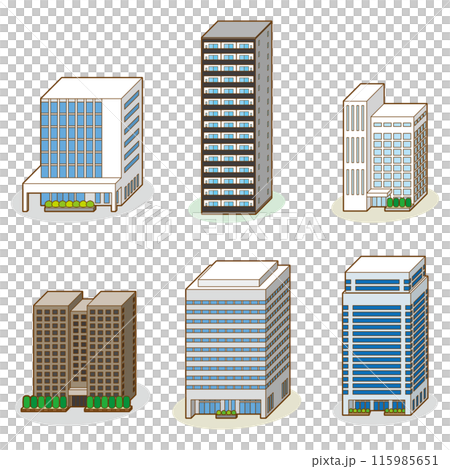 建築物的 3D 向量圖。 115985651