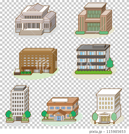 建築物的 3D 向量圖。 115985653