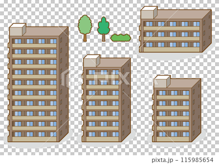マンションの立体ベクターイラスト. 115985654