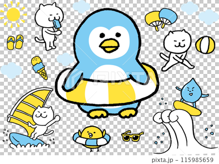 Cute summer illustration set 115985659