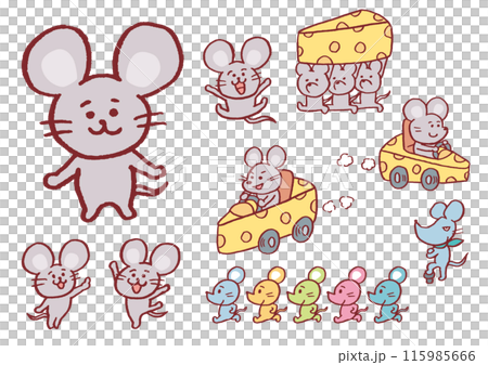 かわいいネズミのキャライラスト 115985666