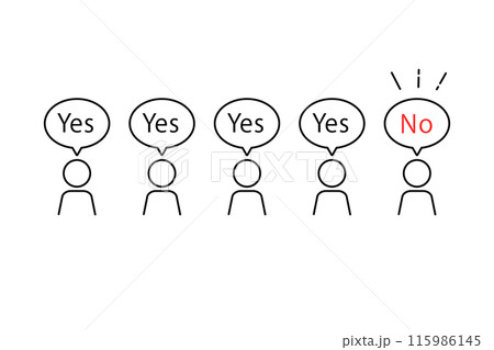 人物のピクトグラムとYesかNoの返答―少数意見イメージ 115986145