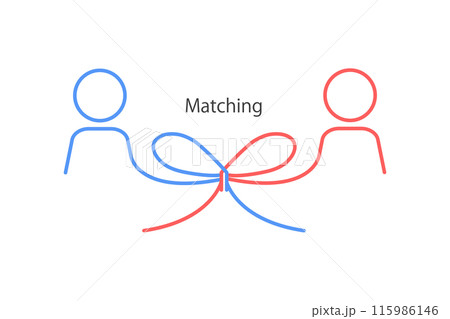 男性と女性を線で蝶結びに繋いだ線画イラスト 男性と女性を線で蝶結びに繋いだ線画イラスト 115986146