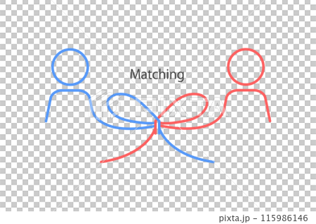 男性と女性を線で蝶結びに繋いだ線画イラスト 男性と女性を線で蝶結びに繋いだ線画イラスト 115986146