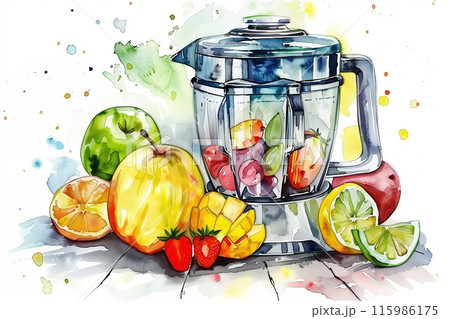 フードプロセッサーの水彩画風イラスト「AI生成画像」 115986175