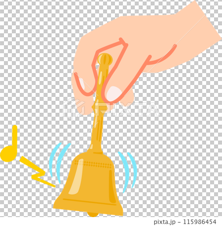 Hand ringing a doorbell or hand bell - Stock Illustration [115986454 ...
