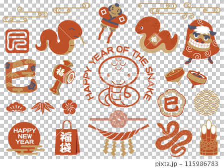 Snake Year New Year illustration material set Snake Year New Year illustration material set 115986783