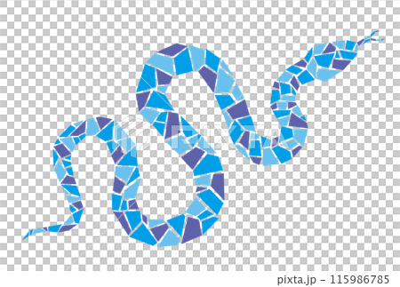 蛇年新年賀卡材料馬賽克插畫 蛇年新年賀卡材料馬賽克插畫 115986785