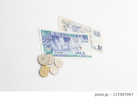 白い背景で撮った 少し古い世界のお金シリーズ シンガポールドル 白い背景で撮った 少し古い世界のお金シリーズ シンガポールドル 115987067