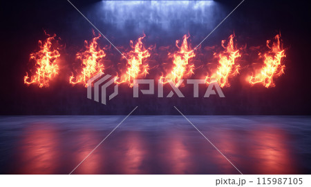 " 燃え盛る炎のバッググラウンド "<AI生成素材> 115987105