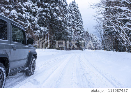 雪道 アイスバーン(大山鏡ヶ成付近) 雪道 アイスバーン(大山鏡ヶ成付近) 115987487