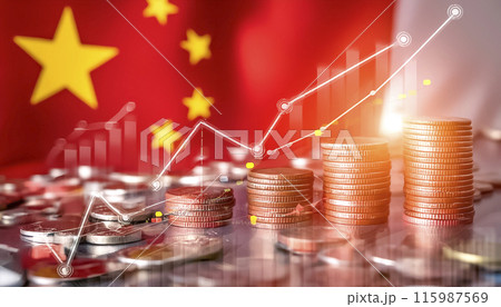 CGイラスト　中国の株価上昇を示す株価チャート 115987569