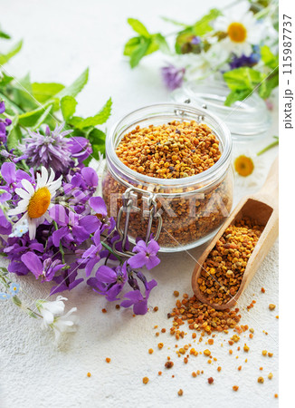 Healthy bee pollen grains Healthy bee pollen grains 115987737