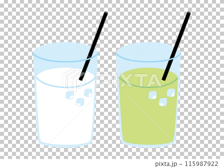 白い飲み物と緑色の飲み物 115987922