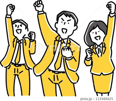 ガッツポーズをする男女社員 ガッツポーズをする男女社員 115988025