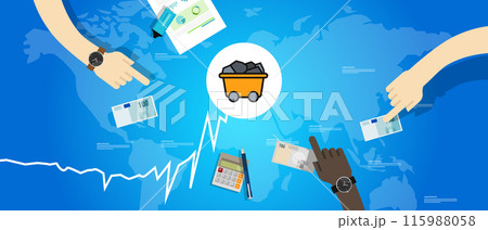 Coal price goes up rising increase in global commodity market trade export transaction energy stone mining 115988058
