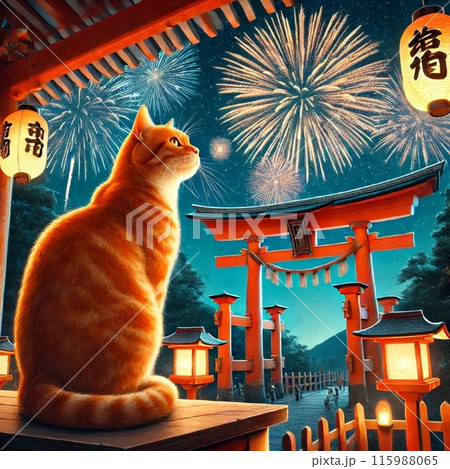 猫だって花火を楽しみたい 115988065