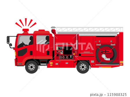 消防車がサイレンを鳴らして走行する 115988325