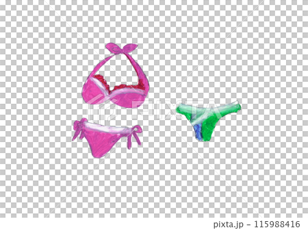 Swimsuit illustration drawn with oil pastels Swimsuit illustration drawn with oil pastels 115988416