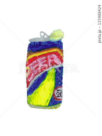 オイルパステルで描いた缶ビールのイラスト オイルパステルで描いた缶ビールのイラスト 115988424