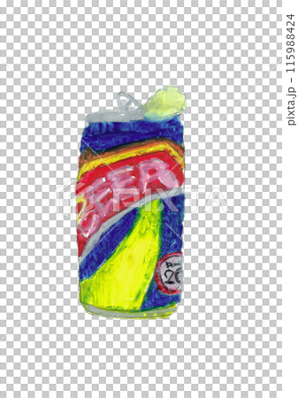 オイルパステルで描いた缶ビールのイラスト オイルパステルで描いた缶ビールのイラスト 115988424