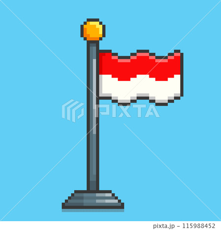 Pixel art flag of indonesia game asset design 115988452