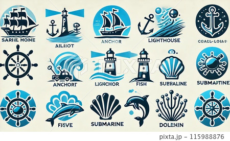 海洋冒険アイコンセット 海洋冒険アイコンセット 115988876