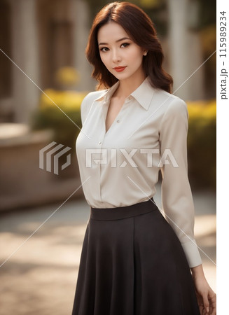 街を歩く美しく若い女性 115989234