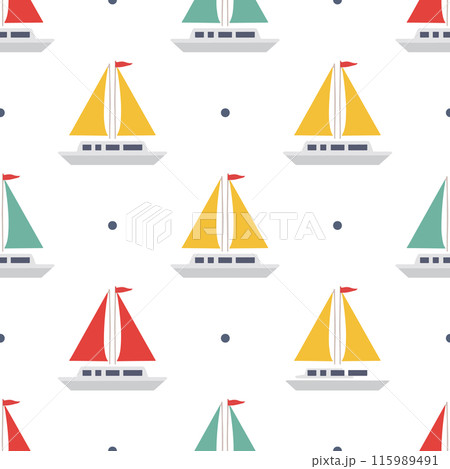 かわいいヨットのシームレスパターン 115989491