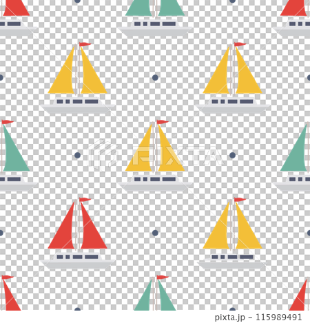 かわいいヨットのシームレスパターン 115989491
