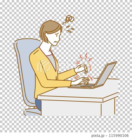 Menopausal symptoms in women: Stiffness, pain, and numbness in the hands make typing on a keyboard difficult Menopausal symptoms in women: Stiffness, pain, and numbness in the hands make typing on a keyboard difficult 115990106