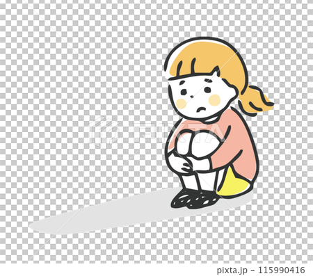 落ち込む子供のイラスト 落ち込む子供のイラスト 115990416