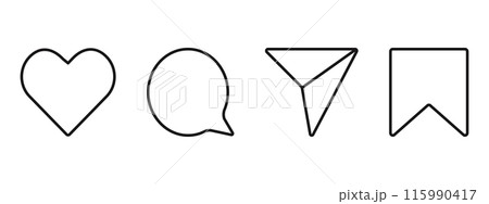 Instagram Media Icons interface social media like, chat, send and save symbols. Minimal ig set. Like notification, comment notification, follower notification social media Instagram Media Icons interface social media like, chat, send and save symbols. Minimal ig set. Like notification, comment notification, follower notification social media 115990417