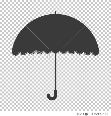 Simple and cute black lace parasol/umbrella icon - Image material for use in both sunny and rainy weather, sun protection, and heat stroke prevention 115990558