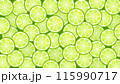 フレッシュなライムスライスをぎっしり敷き詰めた壁紙イラスト 115990717