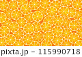 フレッシュなオレンジスライスをぎっしり敷き詰めた壁紙イラスト 115990718