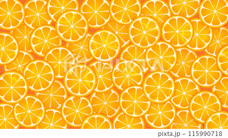 フレッシュなオレンジスライスをぎっしり敷き詰めた壁紙イラスト フレッシュなオレンジスライスをぎっしり敷き詰めた壁紙イラスト 115990718