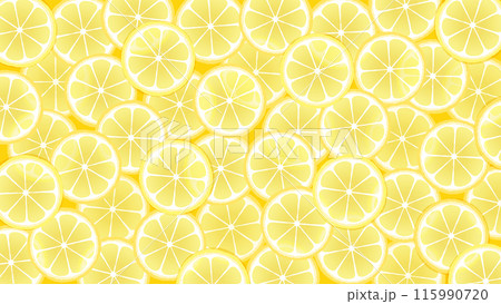 フレッシュなレモンスライスをぎっしり敷き詰めた壁紙イラスト フレッシュなレモンスライスをぎっしり敷き詰めた壁紙イラスト 115990720
