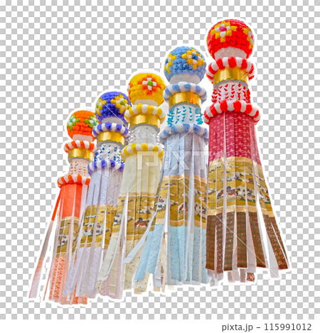 七夕の飾り、水彩風 115991012