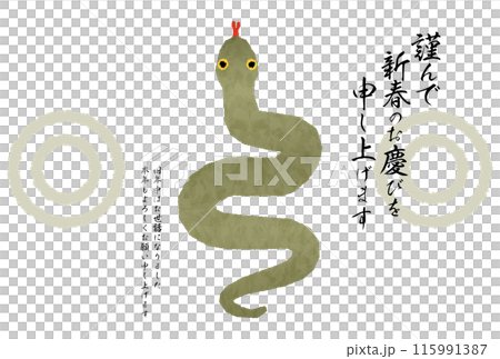 Japanese-style New Year's card for 2025, Year of the Snake, with snake and Japanese-style snake eye pattern Japanese-style New Year's card for 2025, Year of the Snake, with snake and Japanese-style snake eye pattern 115991387