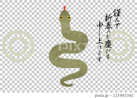 Japanese-style New Year's card for 2025, Year of the Snake, with snake and Japanese-style snake eye pattern 115991392