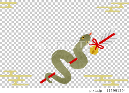 2025年巳年の和風年賀状、蛇と破魔矢 2025年巳年の和風年賀状、蛇と破魔矢 115991394