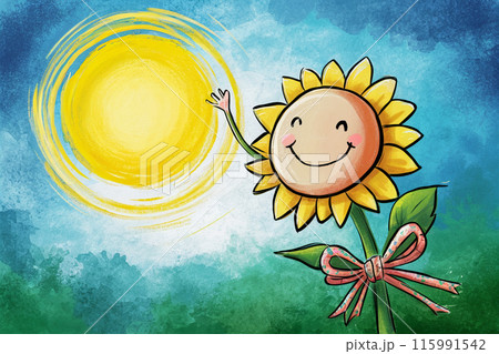 かわいい笑顔のひまわり1 115991542