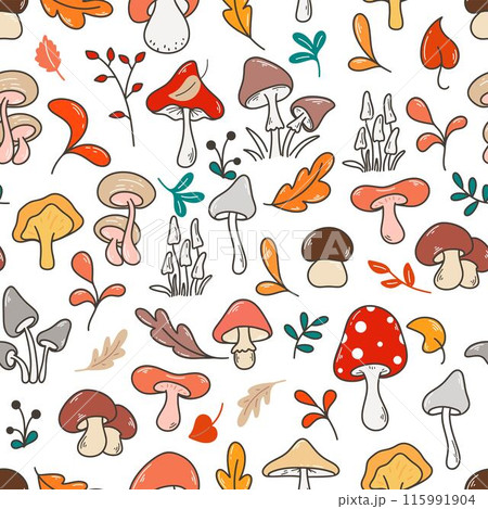 Forest autumn mushroom seamless pattern 115991904